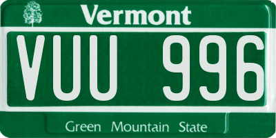 VT license plate VUU996