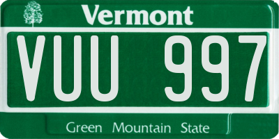VT license plate VUU997