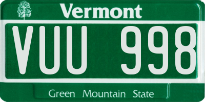 VT license plate VUU998