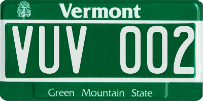 VT license plate VUV002