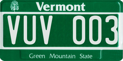 VT license plate VUV003
