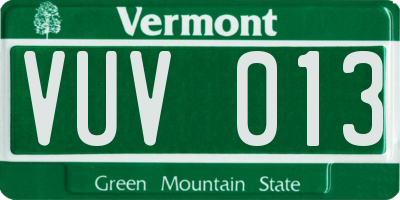 VT license plate VUV013