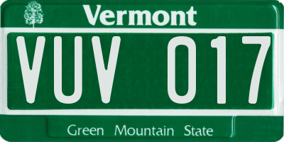 VT license plate VUV017