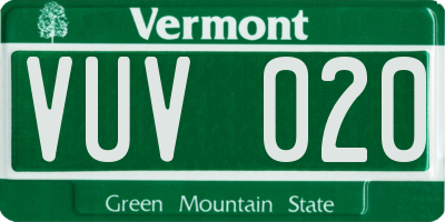 VT license plate VUV020