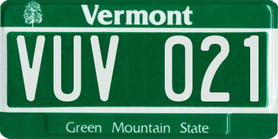 VT license plate VUV021