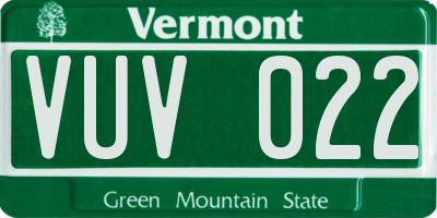 VT license plate VUV022