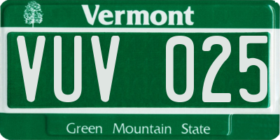 VT license plate VUV025