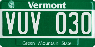 VT license plate VUV030