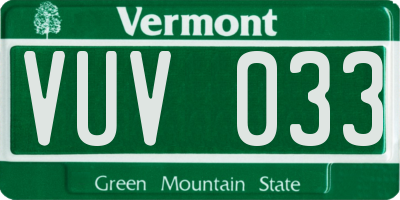 VT license plate VUV033
