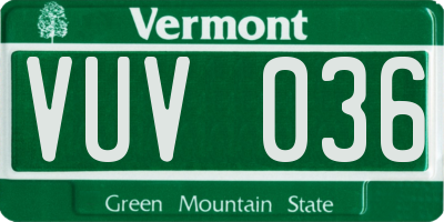 VT license plate VUV036
