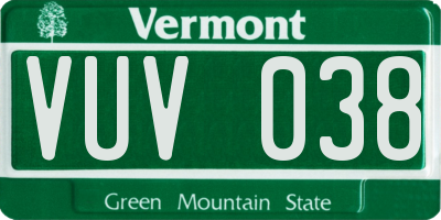 VT license plate VUV038