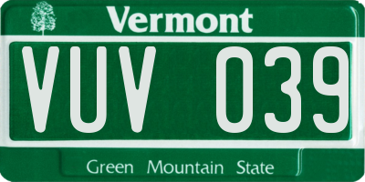 VT license plate VUV039
