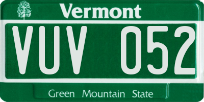 VT license plate VUV052