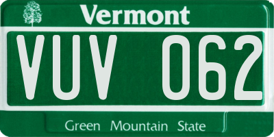 VT license plate VUV062