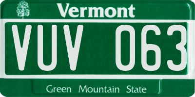 VT license plate VUV063