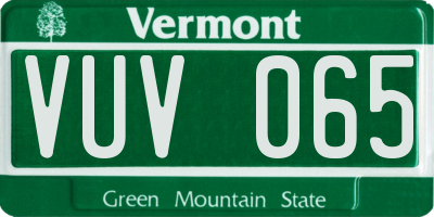 VT license plate VUV065