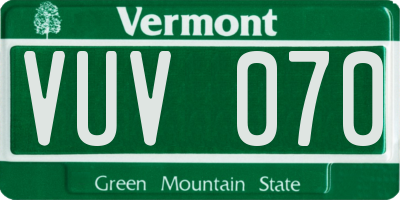 VT license plate VUV070