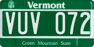 VT license plate VUV072