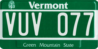 VT license plate VUV077