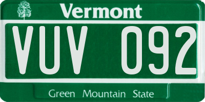 VT license plate VUV092