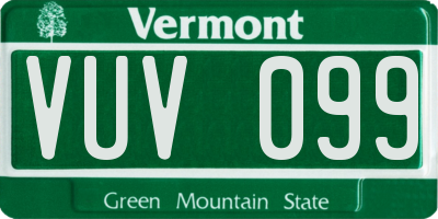 VT license plate VUV099