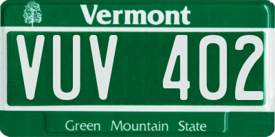 VT license plate VUV402