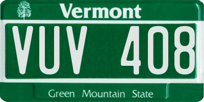 VT license plate VUV408