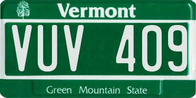 VT license plate VUV409