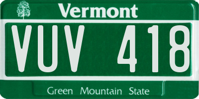 VT license plate VUV418