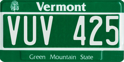 VT license plate VUV425