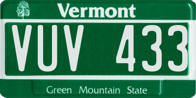 VT license plate VUV433
