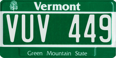 VT license plate VUV449
