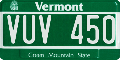 VT license plate VUV450