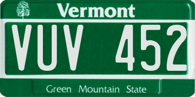 VT license plate VUV452