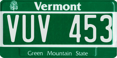 VT license plate VUV453