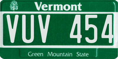 VT license plate VUV454