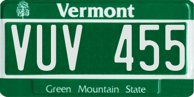 VT license plate VUV455