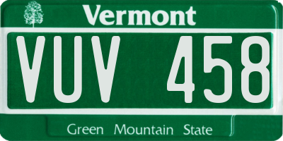 VT license plate VUV458