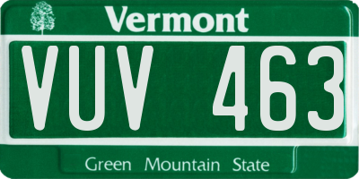 VT license plate VUV463