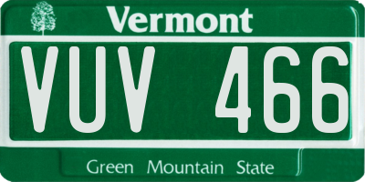 VT license plate VUV466