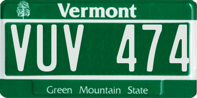VT license plate VUV474