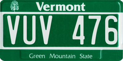 VT license plate VUV476