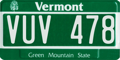 VT license plate VUV478