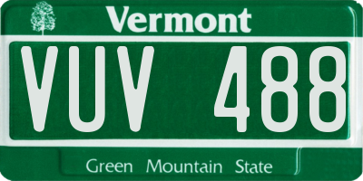 VT license plate VUV488