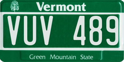 VT license plate VUV489