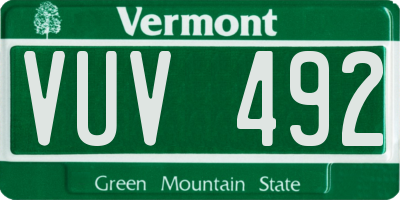 VT license plate VUV492
