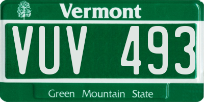 VT license plate VUV493