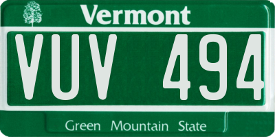 VT license plate VUV494