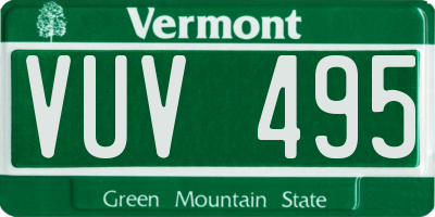 VT license plate VUV495