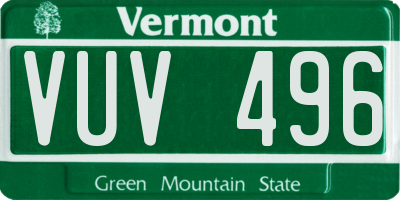 VT license plate VUV496